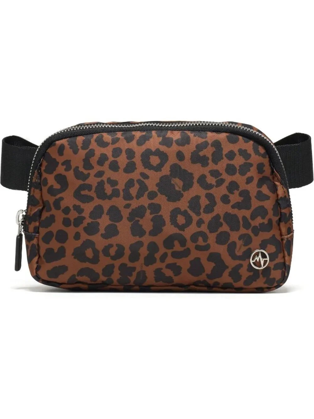 Men's Midnight Leopard Crossbody Belt Bag Wide Zipper Adjustable Strap 3-Pockets